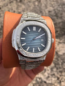 Patek Philippe Nautilus engraved Blue diamonds