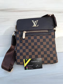 LV brown shoulder bag with merallic LV sign