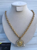 Full Standard Gold color With circle emerald Medusa Necklaces