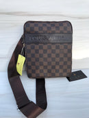 LV brown shoulder bag with merallic Louis Vuitton sign