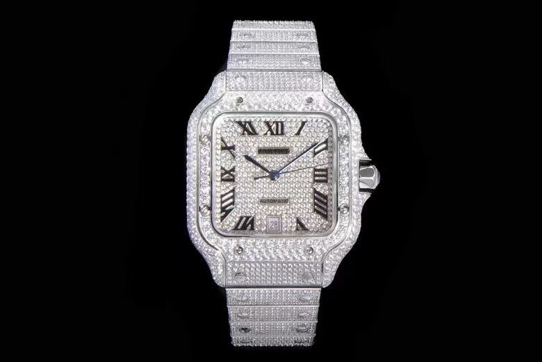 Best Replica Cartier Santos Fully Iced Out 1:1 Doublete ETÁ