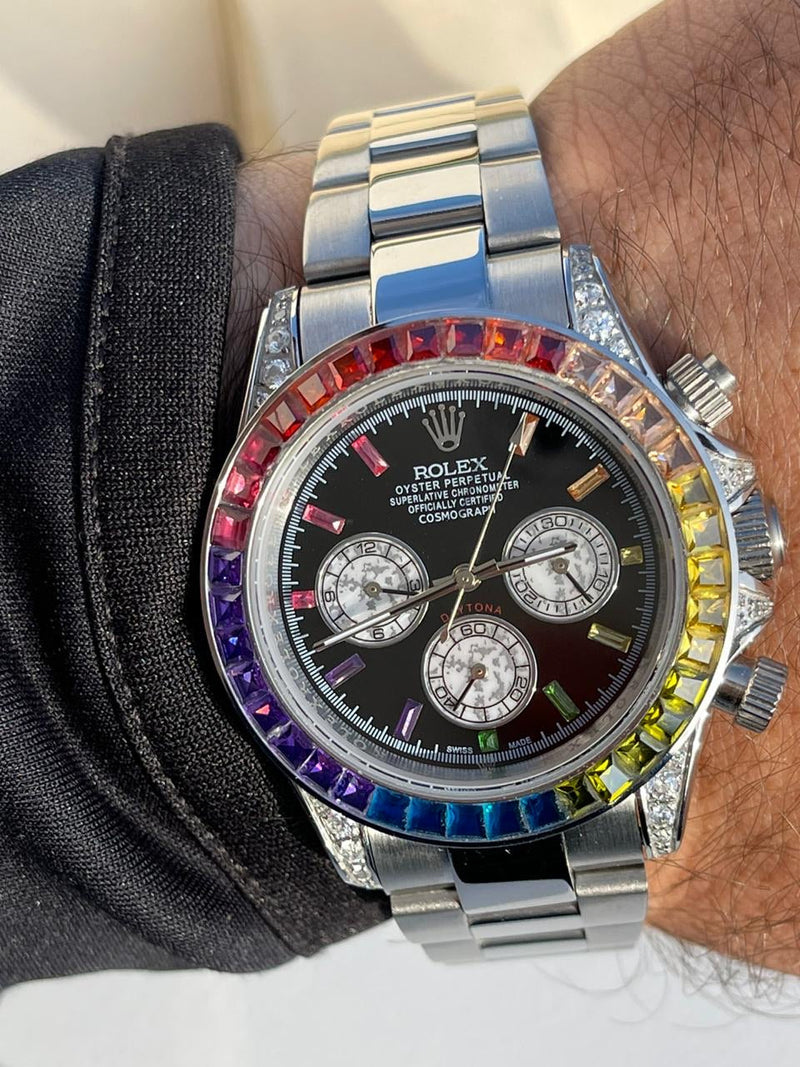 Rolex Grey Daytona Rainbow Iced Out new model