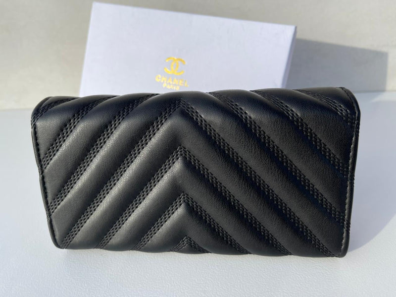 Chanel new trendy black leather model women’s wallet