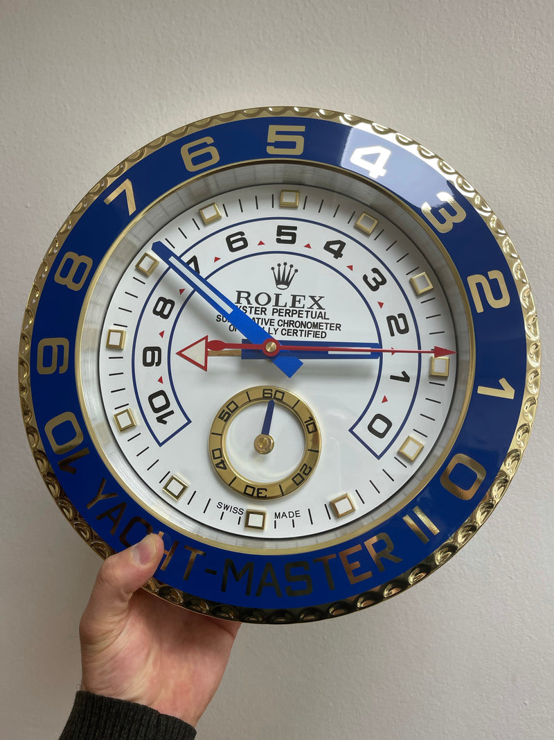 Yacht Master II gold/white wall clock