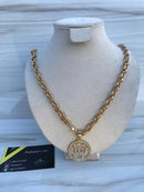 Full Standard Gold color With CIRCLE KING CROWN Necklaces