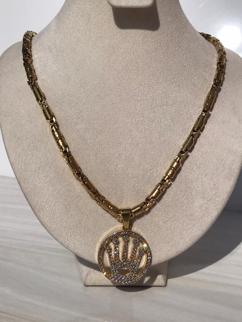 Full Standard Gold color With CIRCLE KING CROWN Necklaces