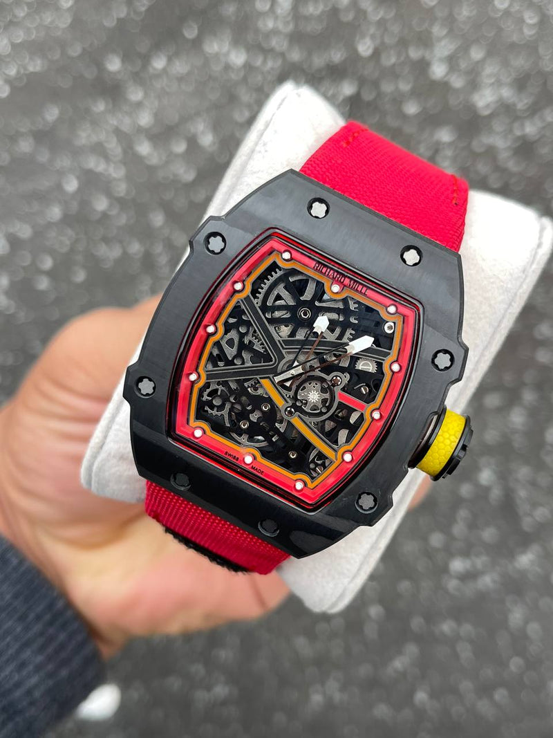 Best Replica Richard Mille Tourbillon red Strap & black field