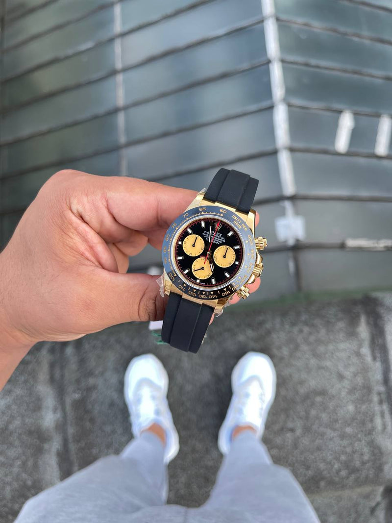 Best Replica  Rolex Daytona black/Yellow Gold