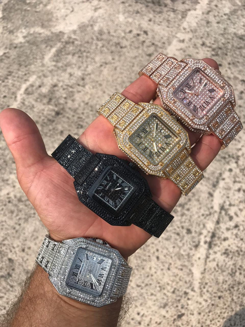 Cartier Santos Bling Bling Black Mad Iced Out