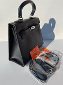 Hermes Barkley middle version black colour women school and travel bag