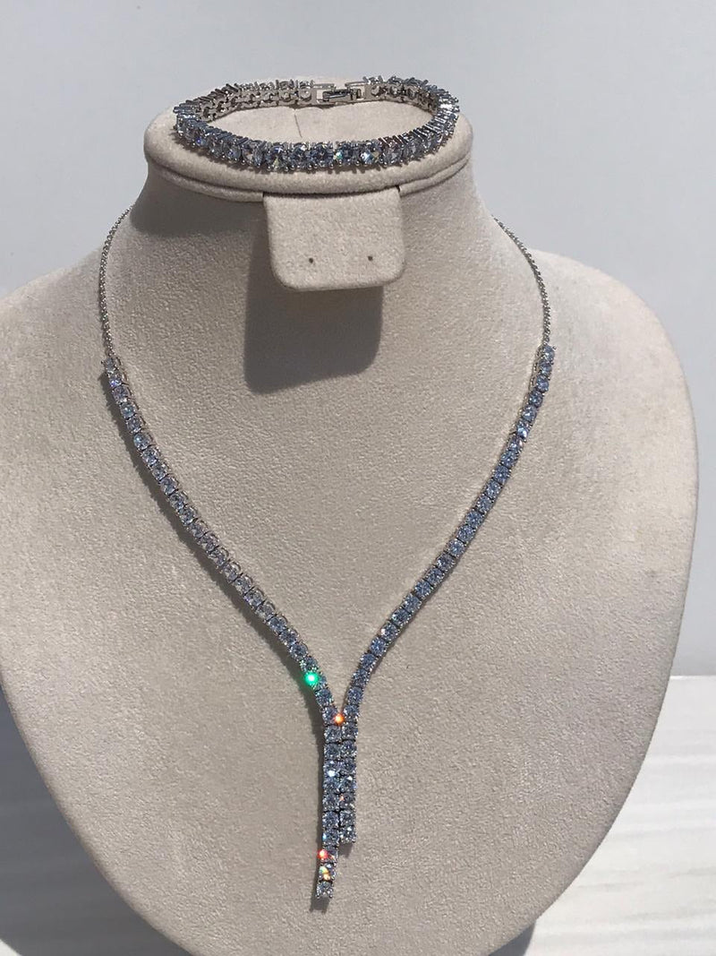 V set of Zircon standard mixed queen diamonds Necklace bling bling rocks all in zircon