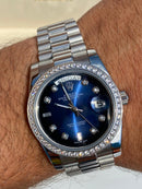 Rolex Day date blue dial with diamonds 36 mm Iced Out