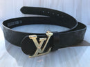 LV INITIALES BELT new black with gold metallic