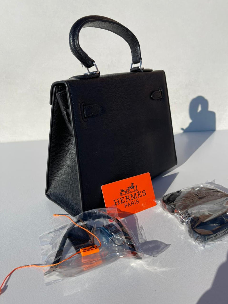 Hermes Barkley middle version black colour women school and travel bag
