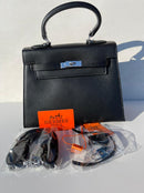 Hermes Barkley middle version black colour women school and travel bag