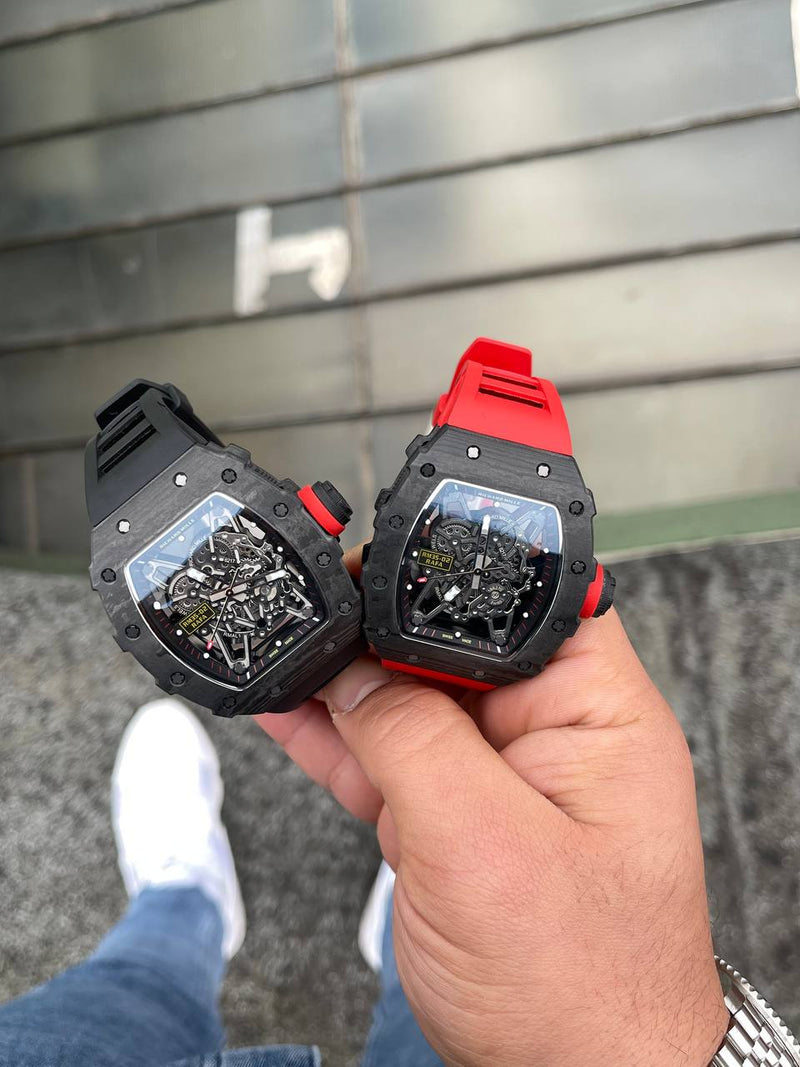 Best Replica Richard Mille Tourbillon red Strap & black field transparent