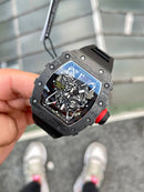 Best Replica Richard Mille Tourbillon black Strap & black field transparent