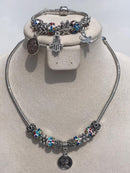 Full set of pandora, blue light mixed rainbow of queen Elisabeta Necklace