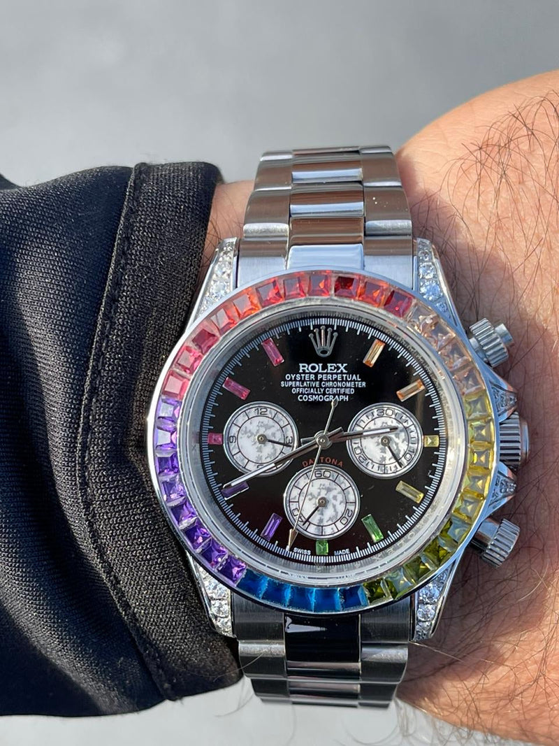 Rolex Grey Daytona Rainbow Iced Out new model