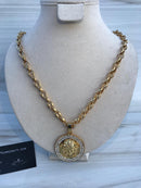 Full Standard Gold color With circle emerald Medusa Necklaces