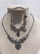 Full set of pandora, black light mixed heart Necklace