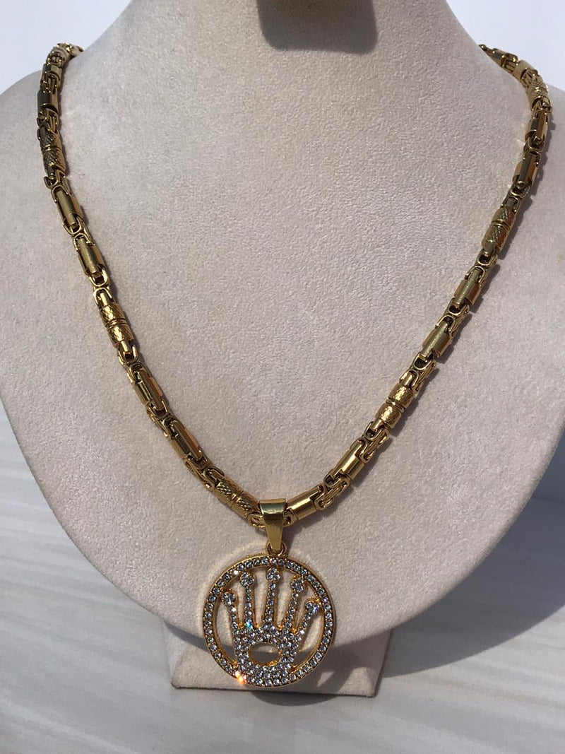 Full Standard Gold color With CIRCLE KING CROWN Necklaces