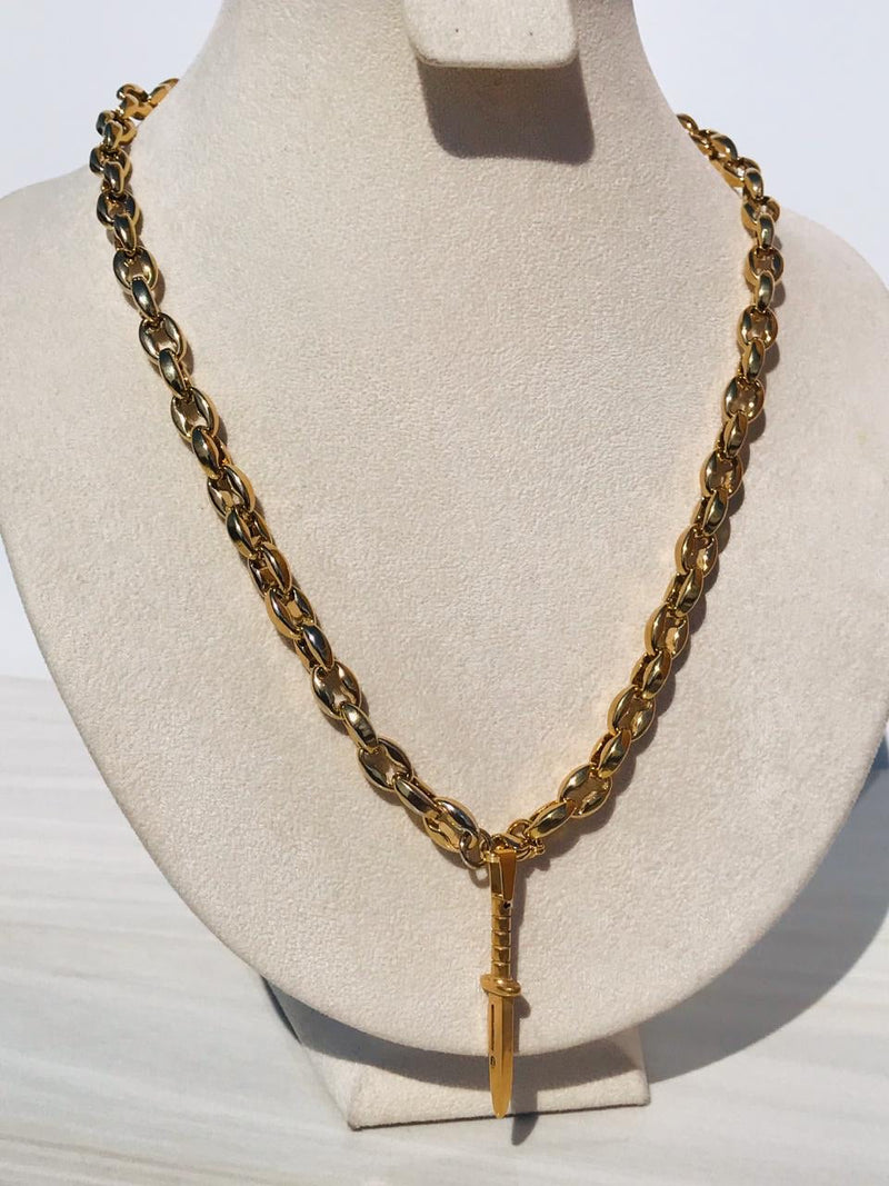 Full bold Gold color knife Necklaces