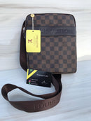 LV brown shoulder bag with merallic Louis Vuitton sign
