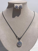 Set of Zircon grey color, standard mixed queen diamonds Necklace bling bling rocks zircon ears
