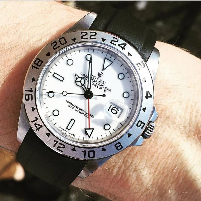 Rolex Explorer ll with black - red -white - orange strap