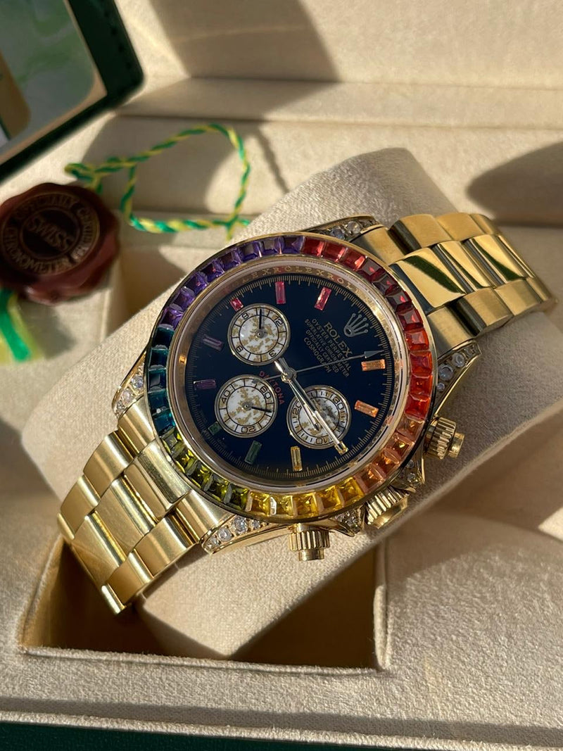Rolex Gold Daytona Rainbow Iced Out new model
