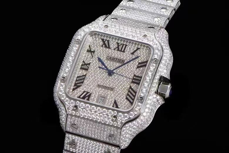 Best Replica Cartier Santos Fully Iced Out 1:1 Doublete ETÁ