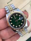 Rolex Datejust bicolor green with Diamonds