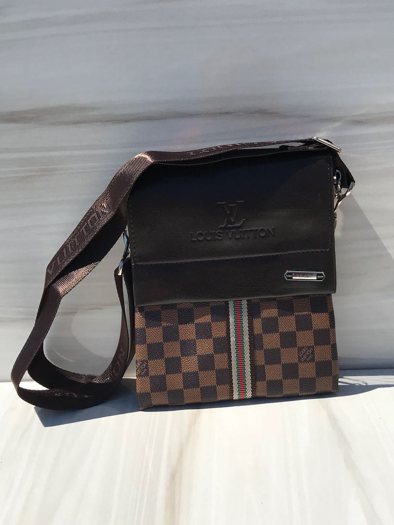 LV brown shoulder bag with Vertical tricolour sign