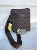 LV brown shoulder bag with merallic Louis Vuitton sign