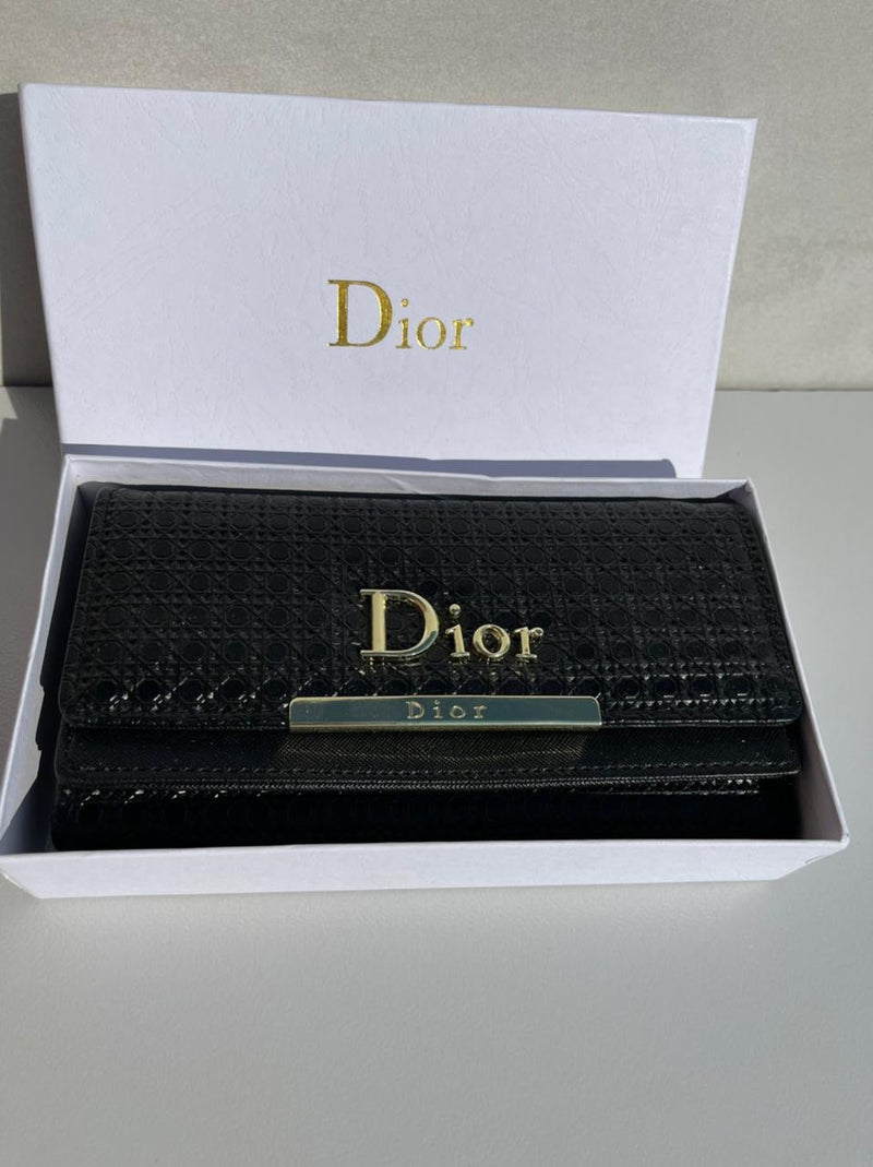 Dior new trendy black leather model women’s wallet
