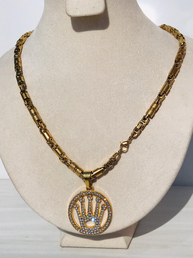 Full Standard Gold color With CIRCLE KING CROWN Necklaces
