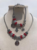 Full set of pandora, red mixed queen Elisabeta Necklace