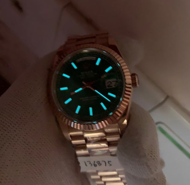 Daydate rose gold with green dial 3135 1:1 Doublete ETÁ super clone