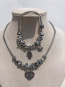 Full set of pandora, grey mixed heart Necklace