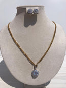 Set of Zircon gold color, standard mixed queen diamonds Necklace bling bling rocks zircon ears