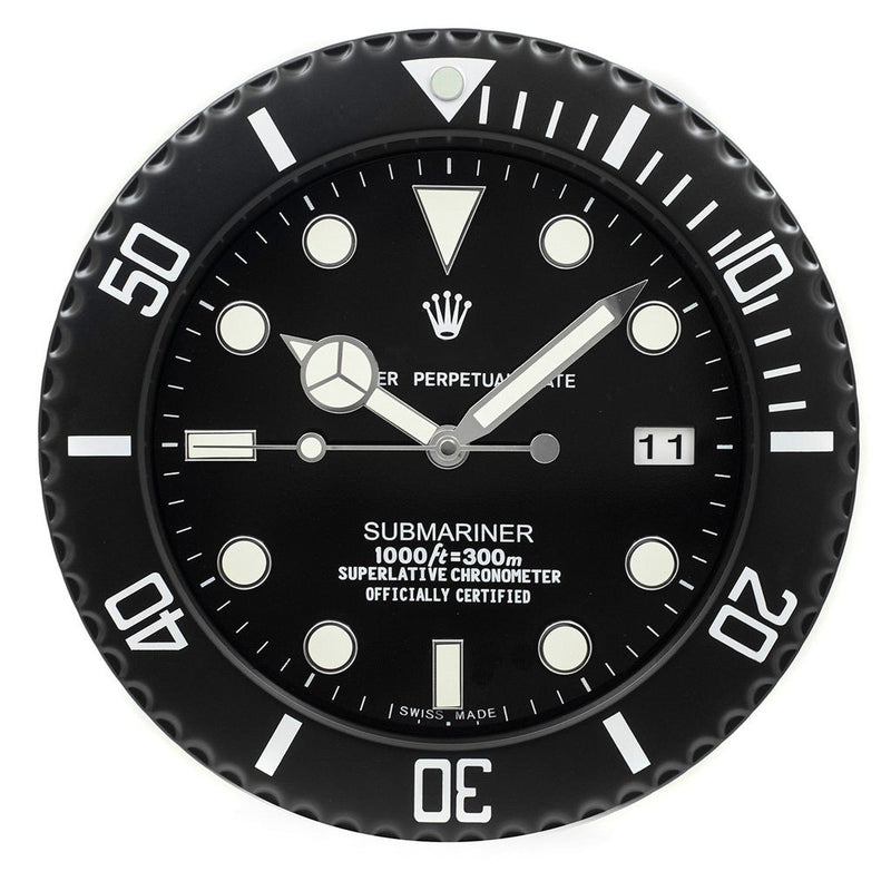 Submariner full black wall clock