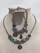 Full set of pandora, blue light mixed rainbow of queen Elisabeta Necklace