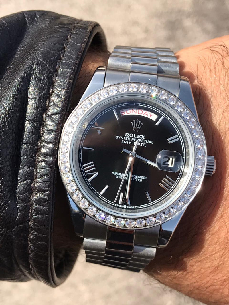 Rolex Daydate with black dial Iced Out
