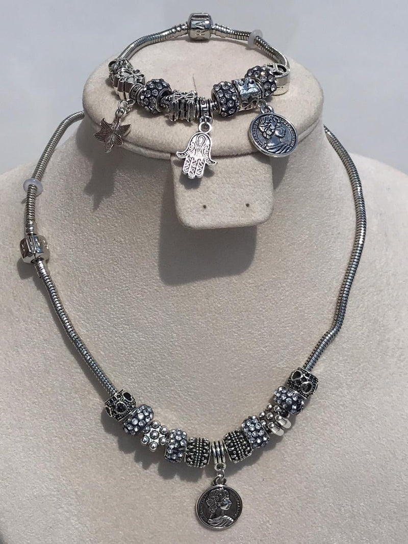 Full set of pandora, black light mixed queen Elisabeta Necklace