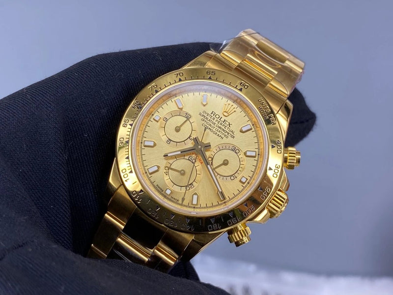 Best Replica 24 karat gold Rolex Daytona Full Gold Cosmograph 1:1 Doublete ETÁ