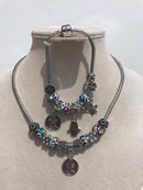 Full set of pandora, blue light mixed rainbow of queen Elisabeta Necklace