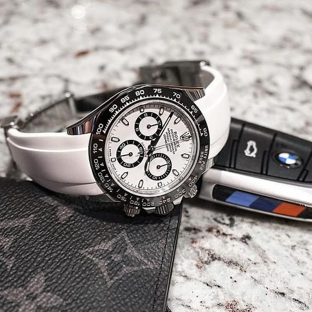 Rolex Black Daytona with white strap
