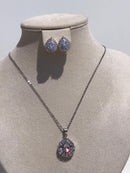 Set of Zircon grey color, standard mixed queen diamonds Necklace bling bling rocks zircon ears