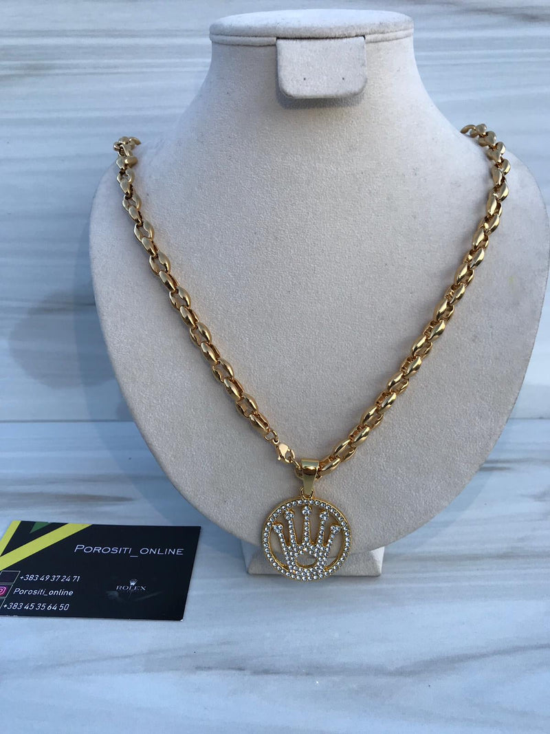 Full Standard Gold color With CIRCLE KING CROWN Necklaces